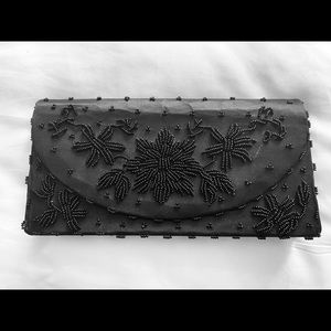 Vintage Black Beaded Clutch Purse